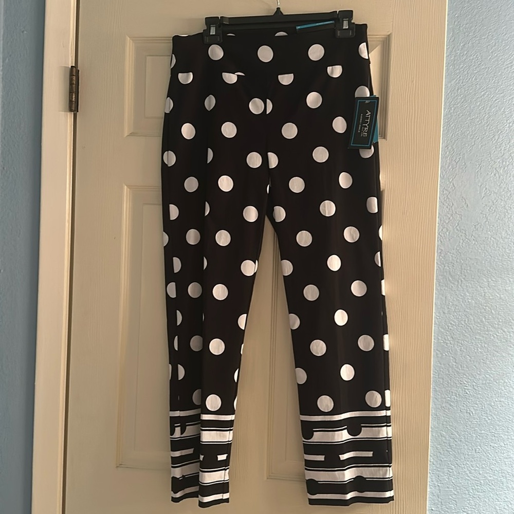 Black and white yr polkadot ankle pants